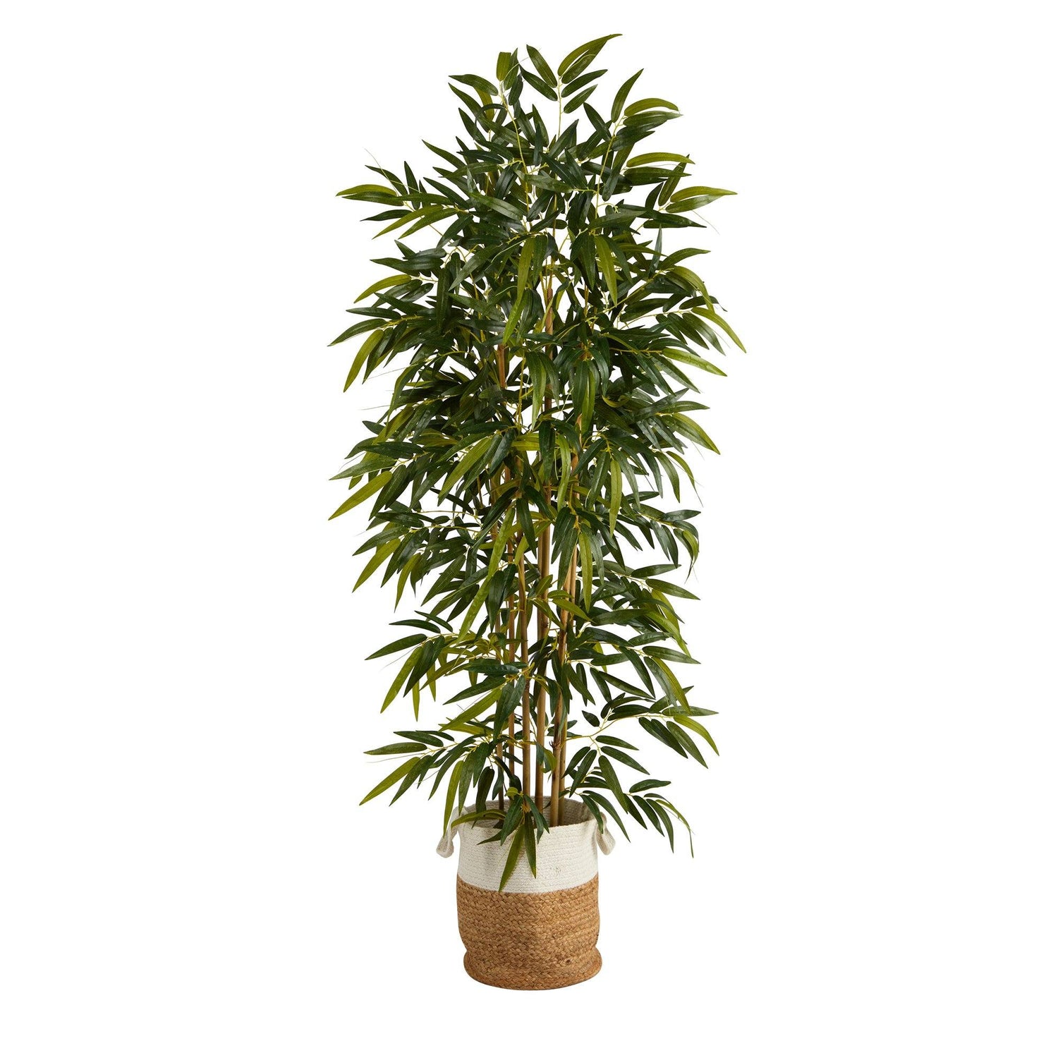 75” Bamboo Artificial Tree in Handmade Natural Jute and Cotton Planter