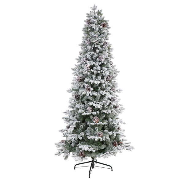 7.5' Flocked Alaskan Pre-Lit Artificial Christmas Tree 350 LED Lights and 2155 Bendable Branches