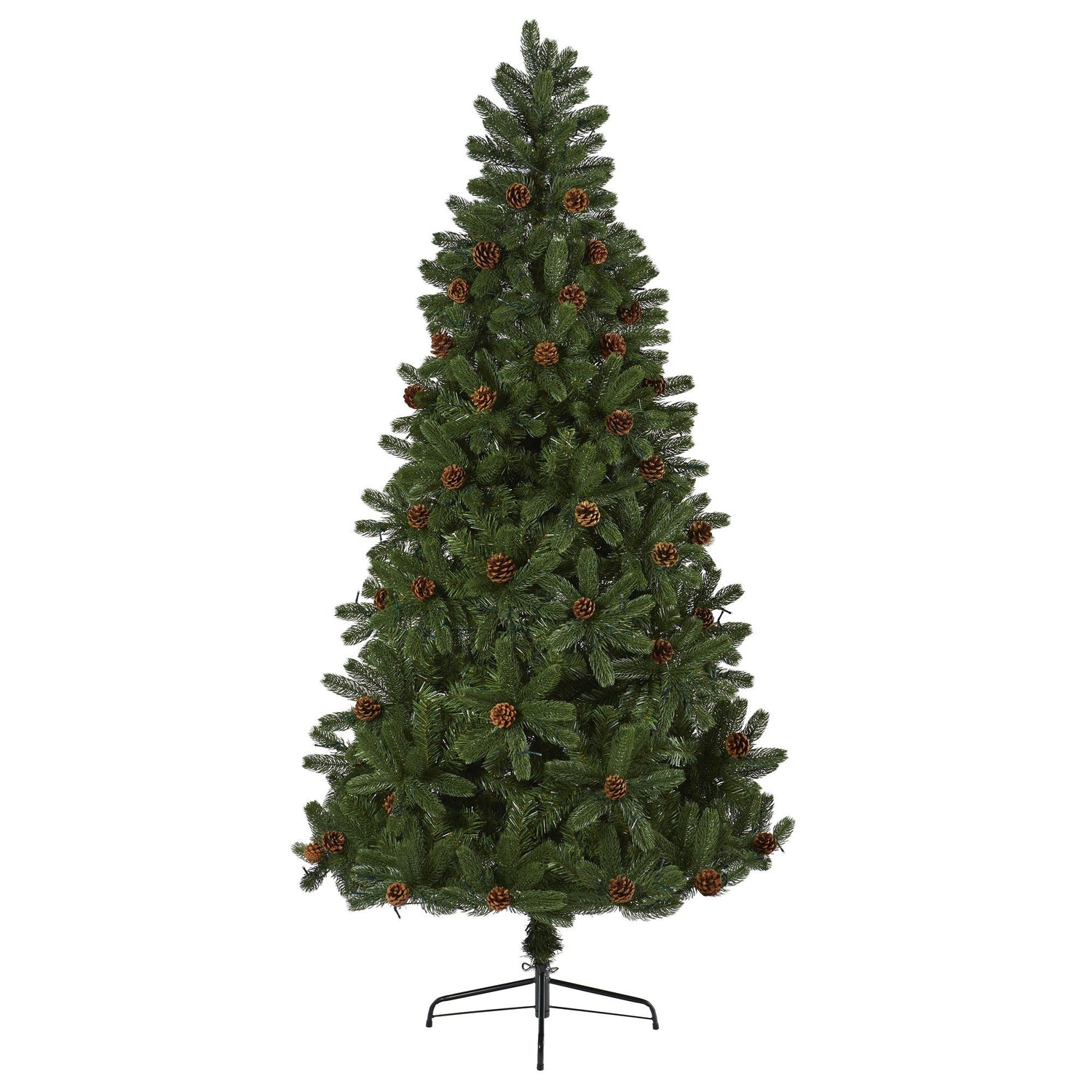 7.5' Rocky Mountain Spruce Artificial Christmas Tree with Pinecones and 400 Clear LED Lights