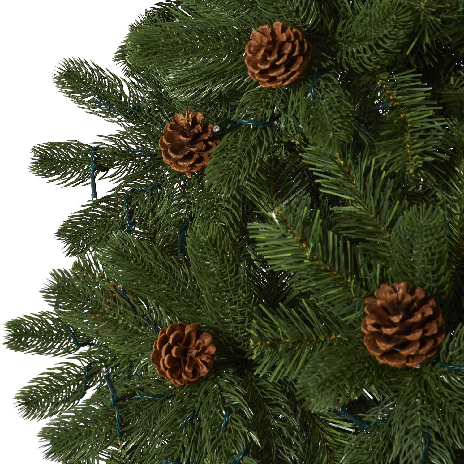 7.5' Rocky Mountain Spruce Artificial Christmas Tree with Pinecones and 400 Clear LED Lights