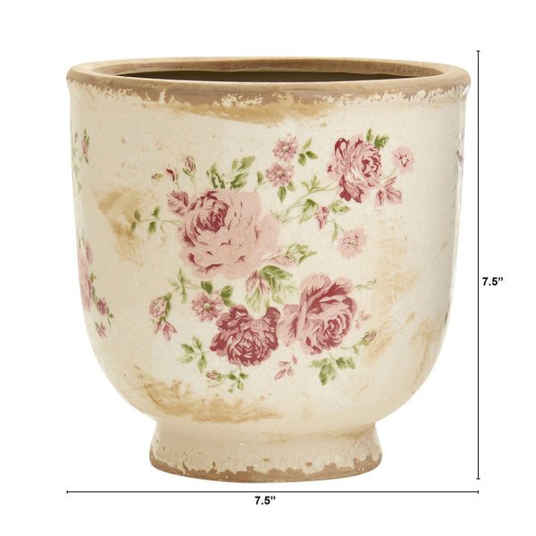 7.5” Tuscan Ceramic Floral Print Planter