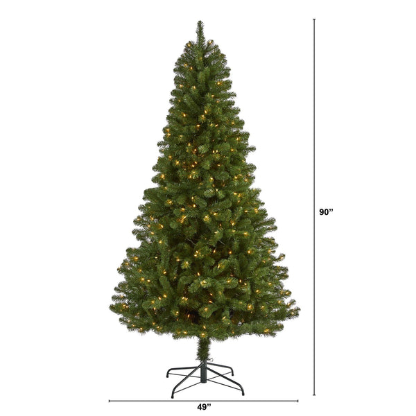 7.5’ Virginia Fir Artificial Christmas Tree with 450 Clear Lights and 979 Bendable Branches