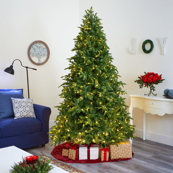 7.5’ Wyoming Fir Artificial Christmas Tree with 500 Clear LED Lights and 1580 Bendable Branches