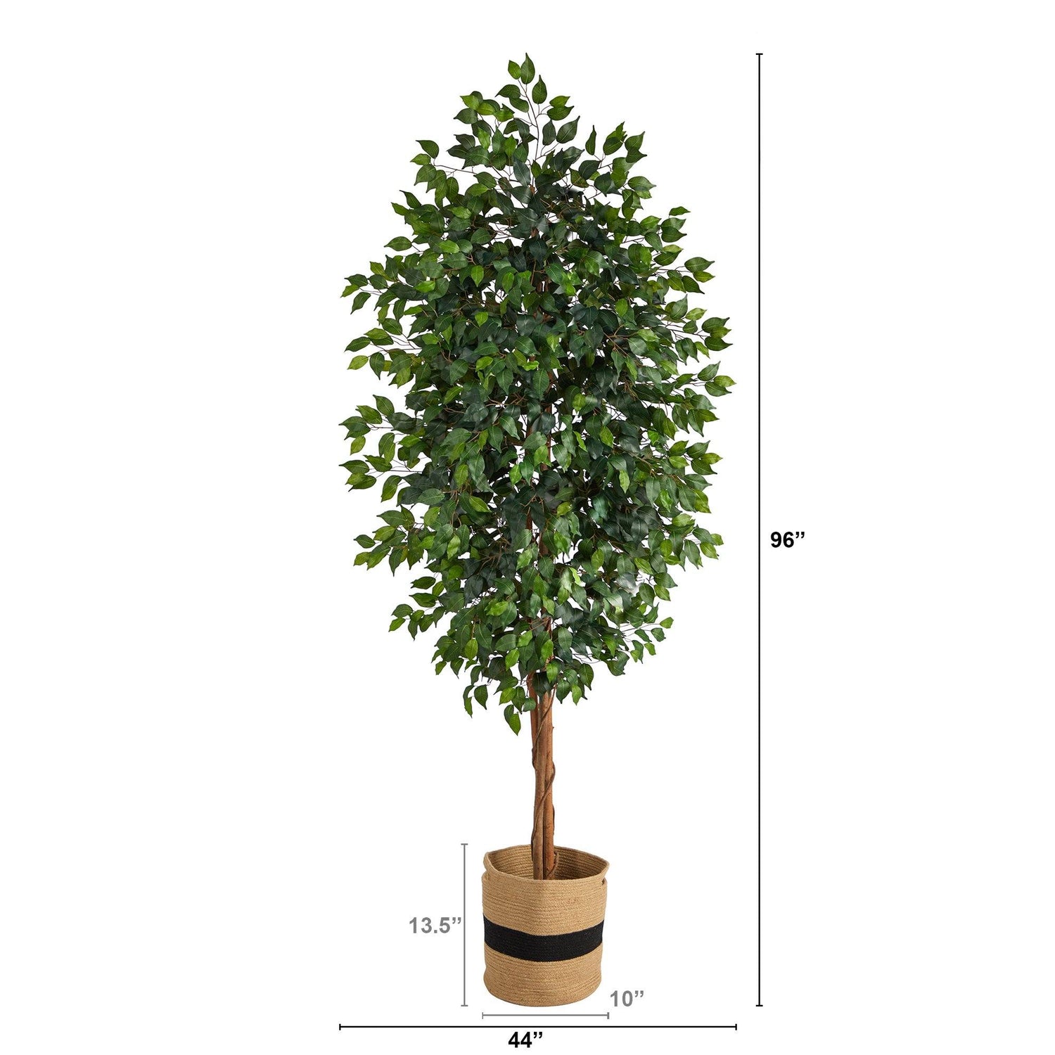 8’ Ficus Artificial Tree in Handmade Natural Cotton Planter