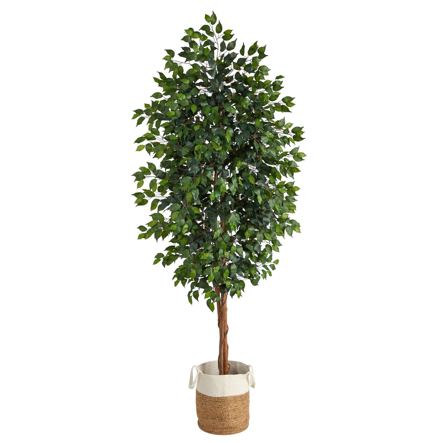 8’ Ficus Artificial Tree with Handmade Natural Jute and Cotton Planter