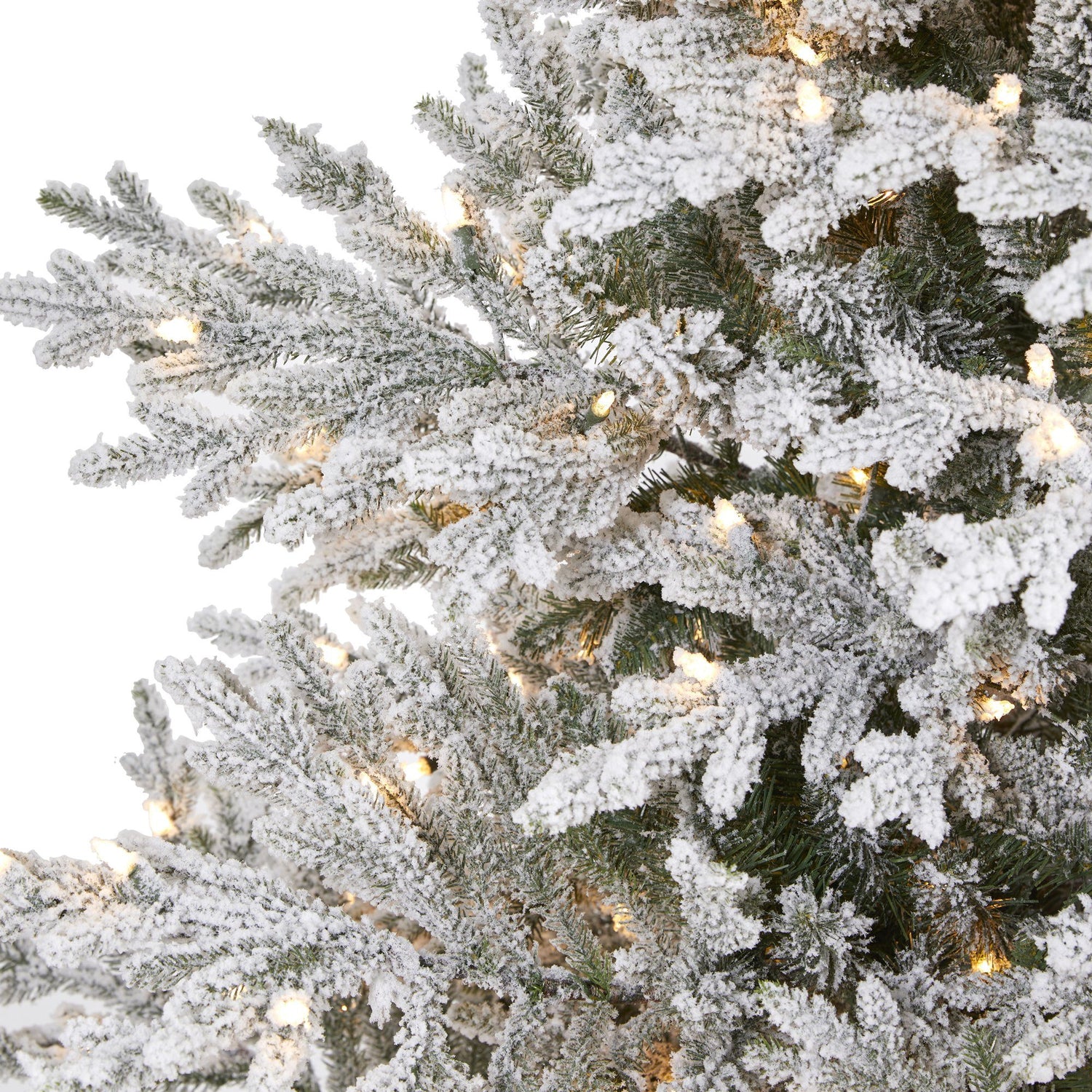 8’ Flocked Fraser Fir Artificial Christmas Tree with 800 Warm White Lights and 4892 Bendable Branches