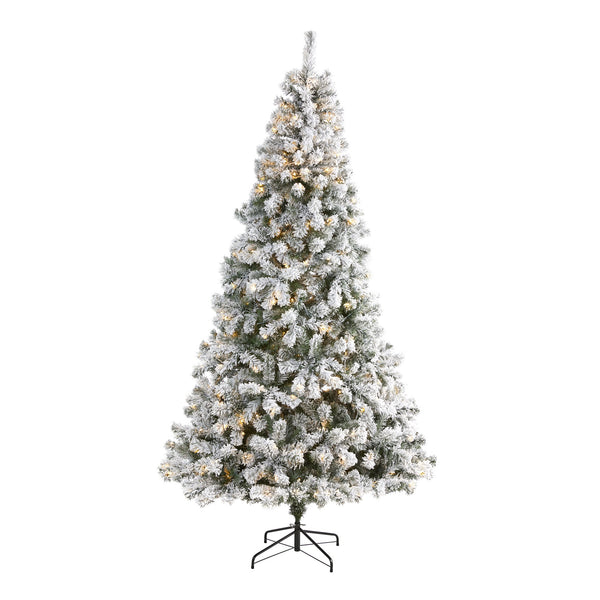 8' Flocked West Virginia Fir Artificial Christmas Tree with 500 Clear LED Lights