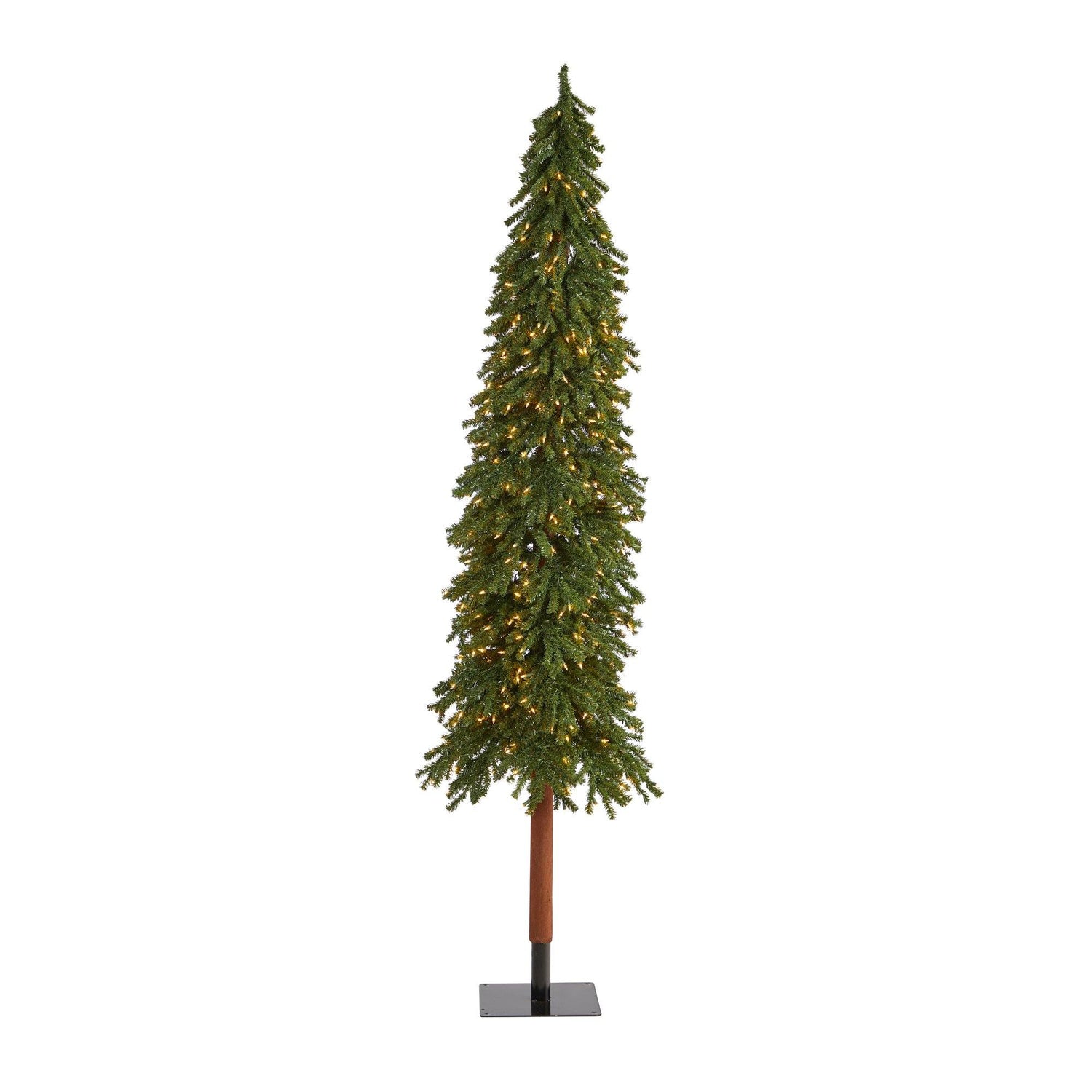 8’ Grand Alpine Artificial Christmas Tree with 500 Clear Lights and 1051 Branches on Natural Trunk