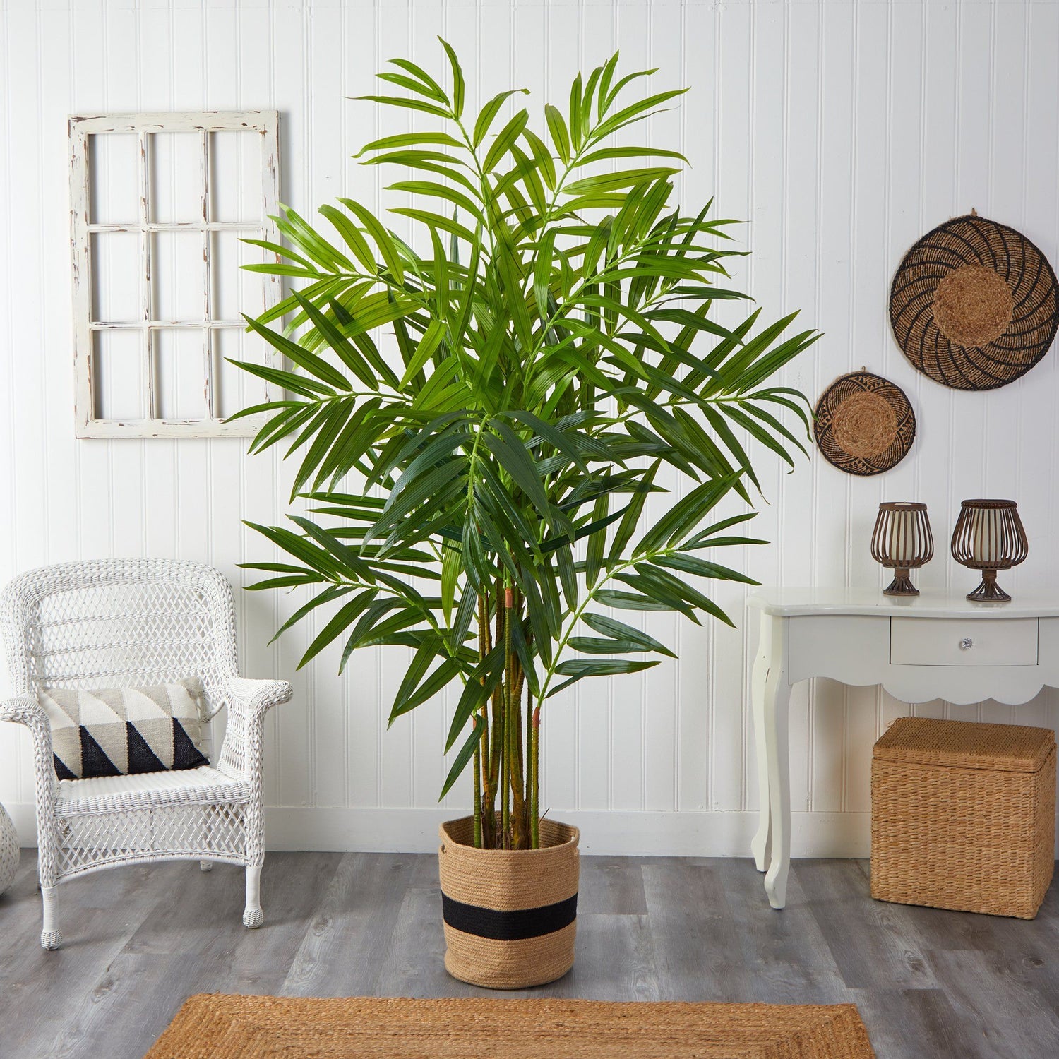 8’ King Palm Artificial Tree in Handmade Natural Jute and Cotton Planter