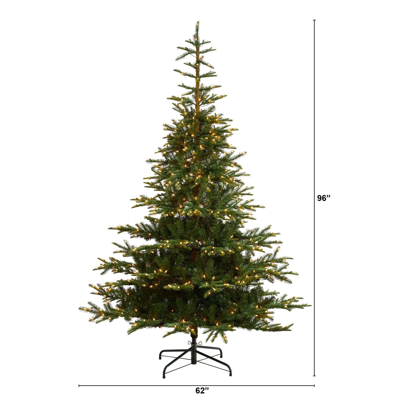 8’ Layered Washington Spruce Christmas Tree with 650 Clear Lights and 1561 Bendable Branches