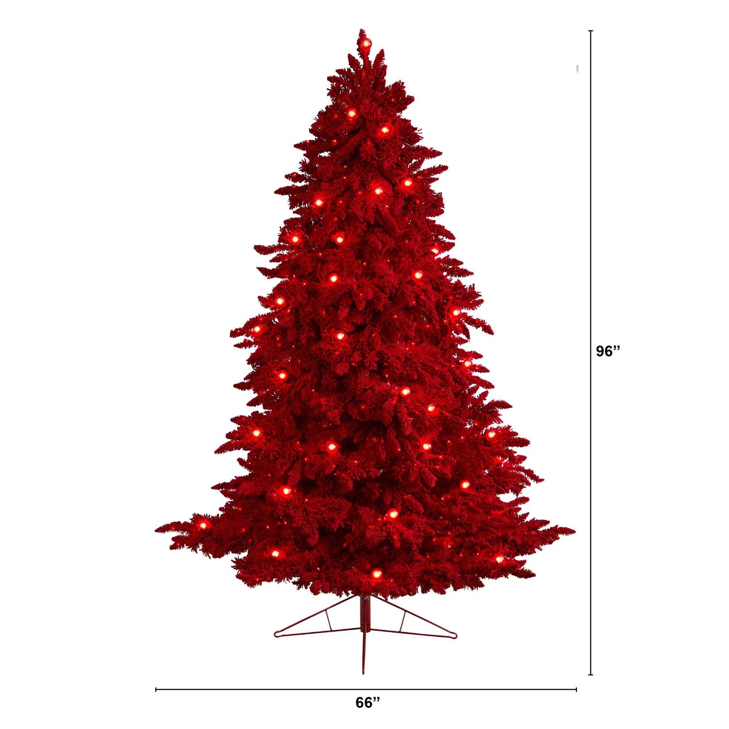 8' Red Flocked Fraser Fir Artificial Christmas Tree