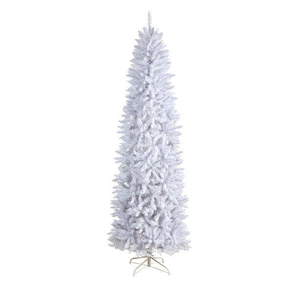 8’ Slim White Artificial Christmas Tree with 1348 Bendable Branches