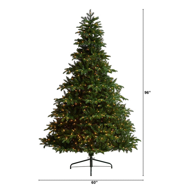 8’ South Carolina Spruce Christmas Tree with 700 White Warm Lights and 3412 Bendable Branches