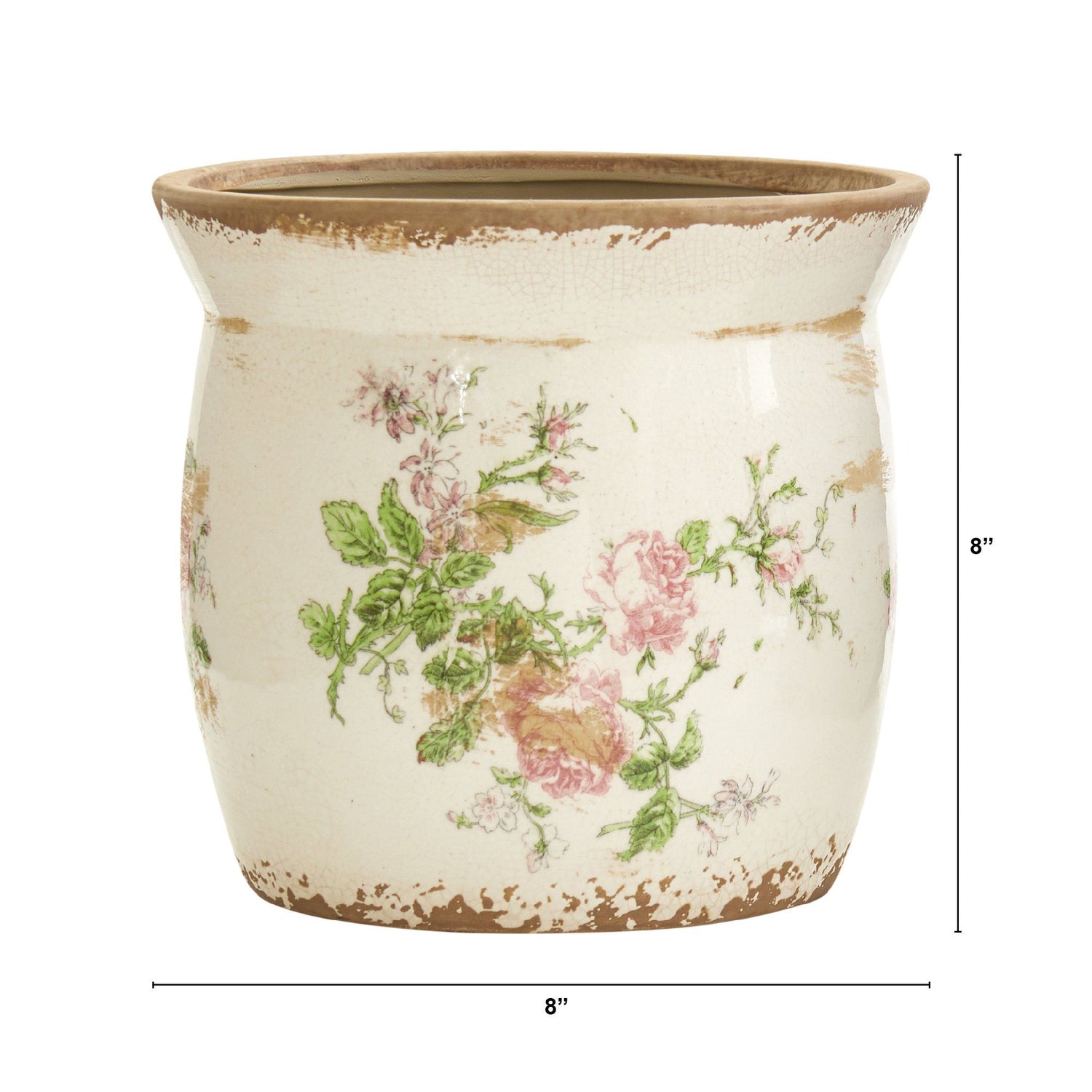 8” Tuscan Ceramic Floral Print Planter