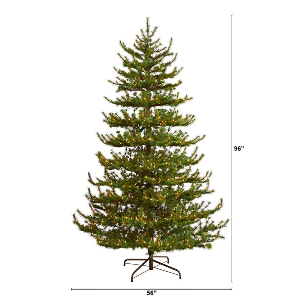 8’ Vancouver Mountain Pine Artificial Christmas Tree with 650 Clear Lights and 2199 Bendable Branches