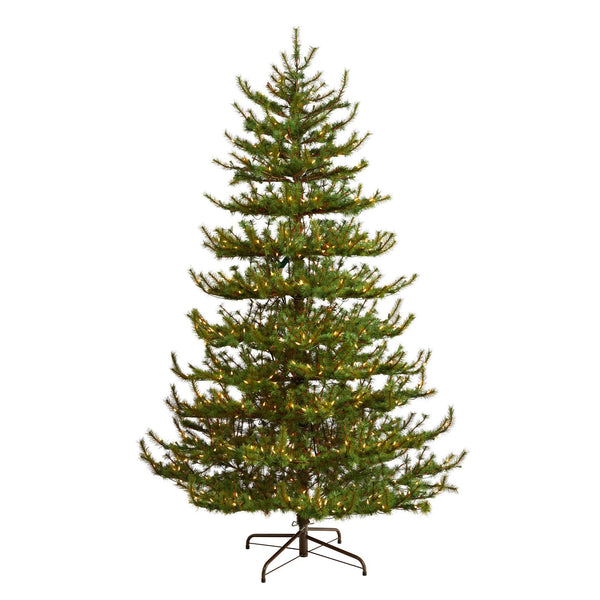 8’ Vancouver Mountain Pine Artificial Christmas Tree with 650 Clear Lights and 2199 Bendable Branches