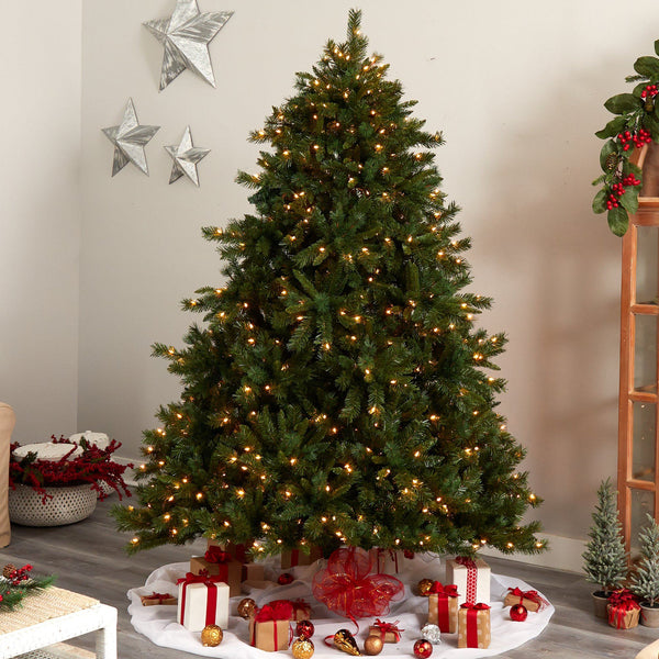 8’ Wyoming Mixed Pine Artificial Christmas Tree with 650 Clear Lights and 2302 Bendable Branches