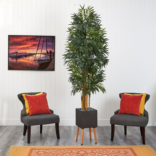 80” Phoenix Artificial Palm tree in Black Planter with Stand