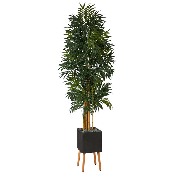 80” Phoenix Artificial Palm tree in Black Planter with Stand