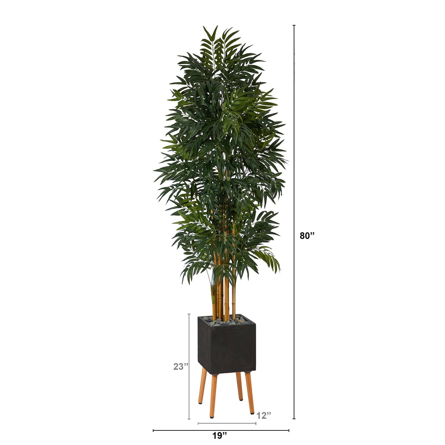 80” Phoenix Artificial Palm tree in Black Planter with Stand