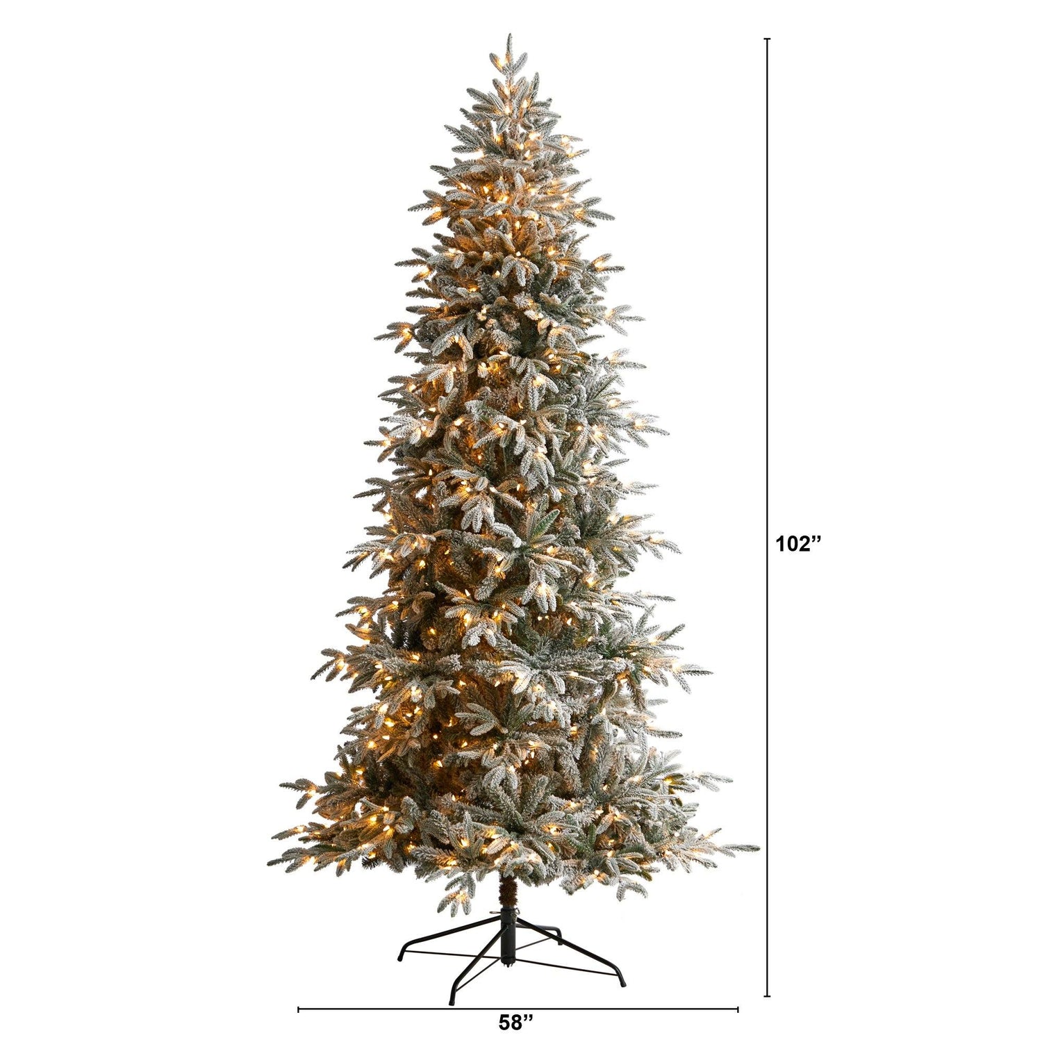 8.5’ Flocked Manchester Spruce Artificial Christmas Tree with 550 Lights and 1317 Bendable Branches