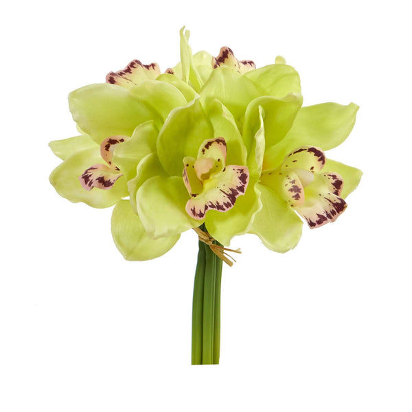 9” Cymbidium Orchid Artificial Flower Bundle (Set of 6)