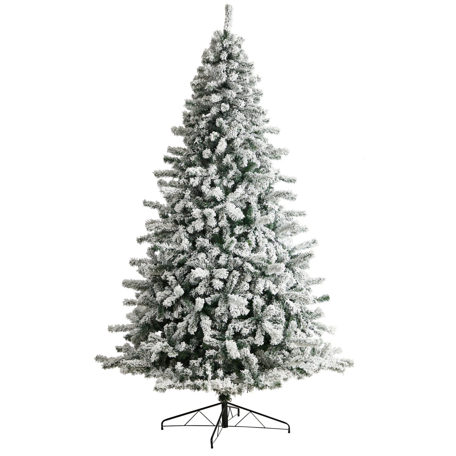 9' Flocked Rock Springs Spruce Christmas Tree with 650 LED Lights and 1550 Bendable Branches