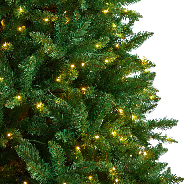 9’ Green Valley Fir Artificial Christmas Tree with 800 Clear LED Lights and 2093 Bendable Branches