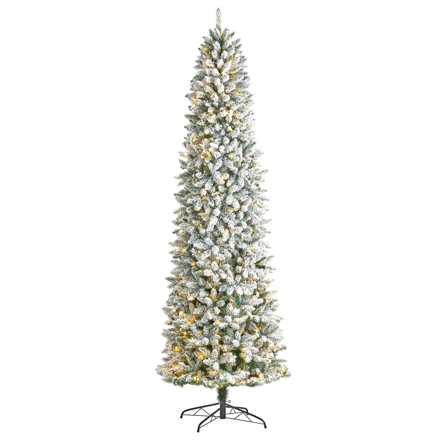 9’ Slim Flocked Montreal Fir Artificial Christmas Tree