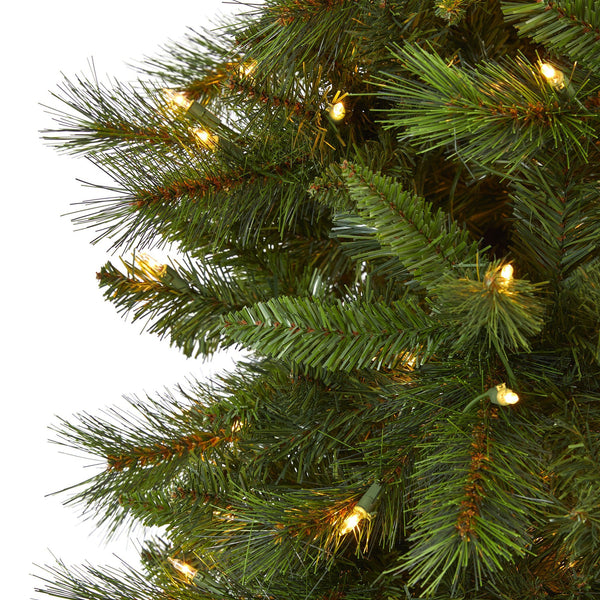 9’ Slim West Virginia Mountain Pine Artificial Christmas Tree with 600 Clear Lights and 1359 Bendable Branches