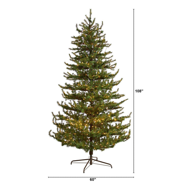 9’ Vancouver Mountain Pine Artificial Christmas Tree with 750 Clear Lights and 2583 Bendable Branches