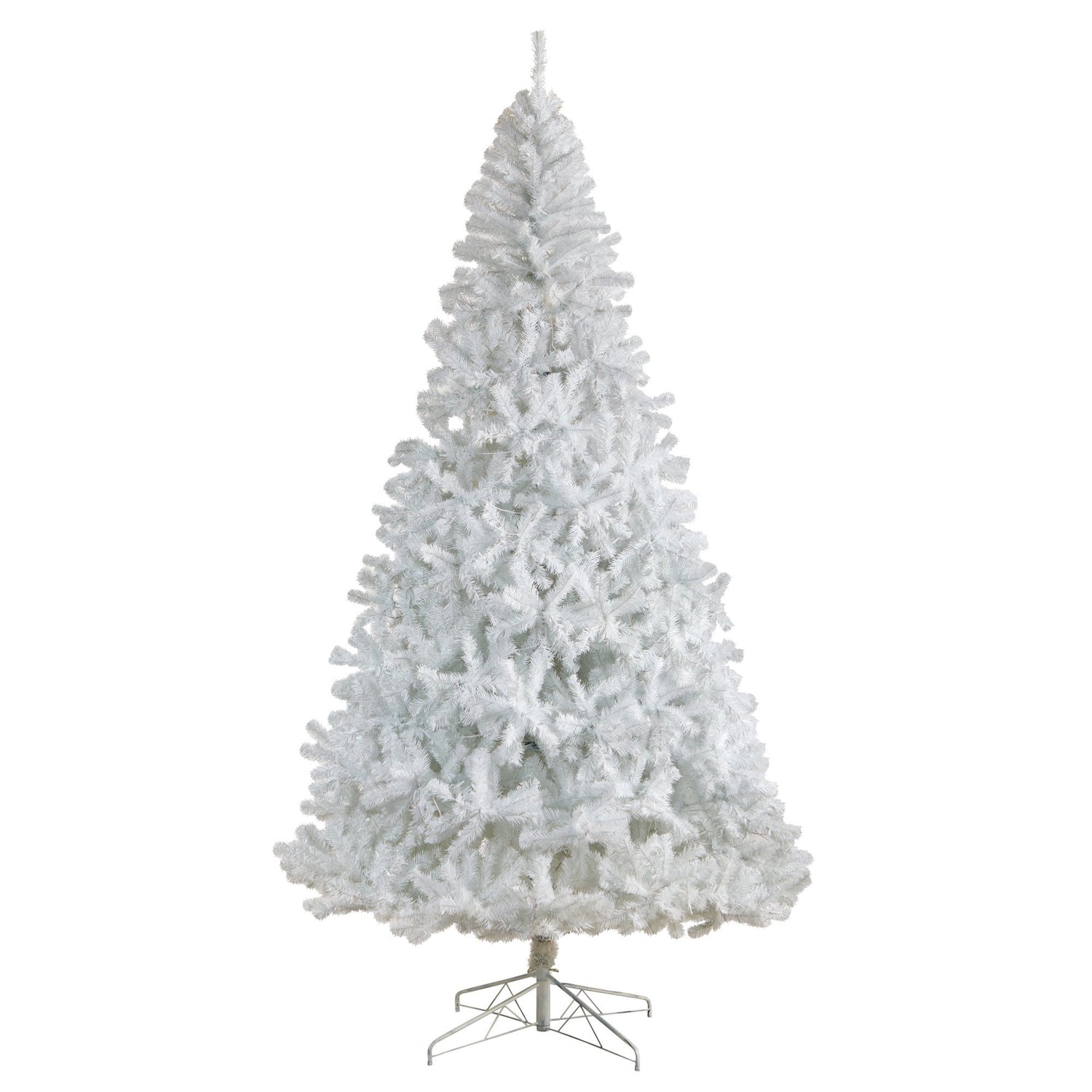 9' White Artificial Christmas Tree with 1860 Bendable Branches and 650 LED Lights