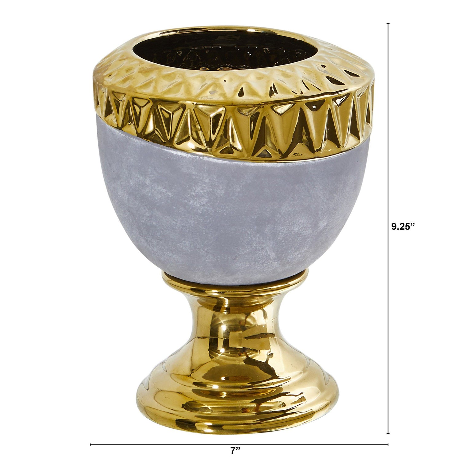 9.25” Regal Stone Urn with Gold Accents