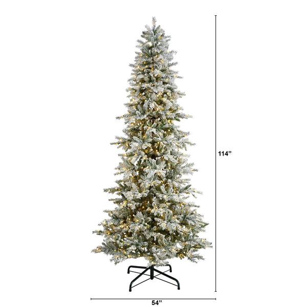 9.5’ Slim Flocked Nova Scotia Spruce Artificial Christmas Tree