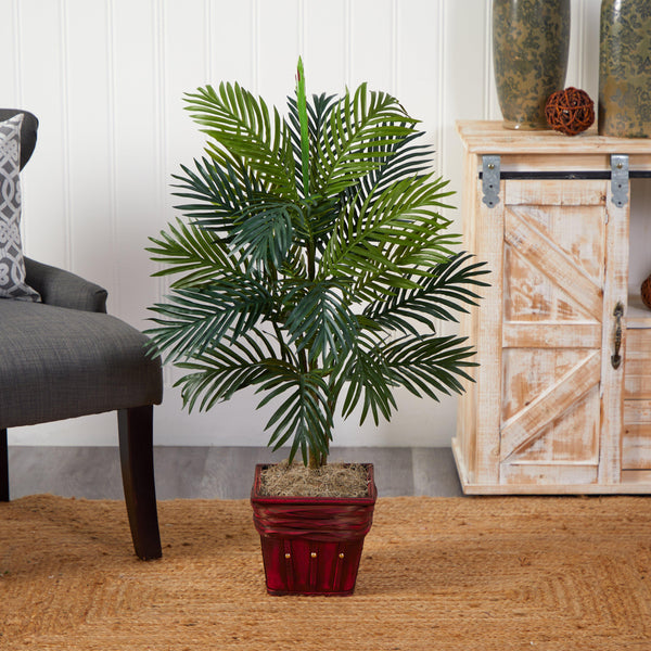 Areca Palm w/Wicker Basket Silk Plant