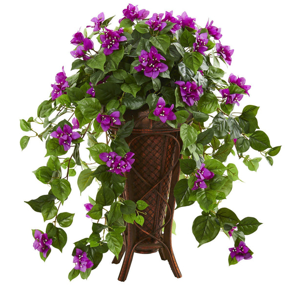 Bougainvillea Artificial Plant in Stand Planter