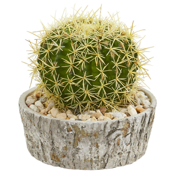 Cactus Artificial Plant in Weathered Oak Planter