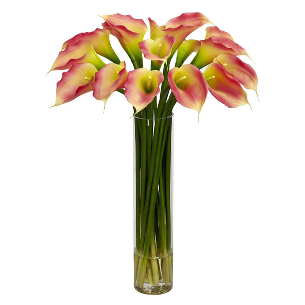 Calla Lilly w/Cylinder Silk Flower Arrangement