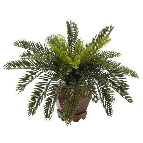 Cycas w/Hexagon Vase Silk Plant