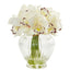 Faux Cymbidium Orchid Artificial Arrangement in Glass Vase