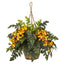 Cymbidium Orchid & Fern Artificial Arrangement in Hanging Basket