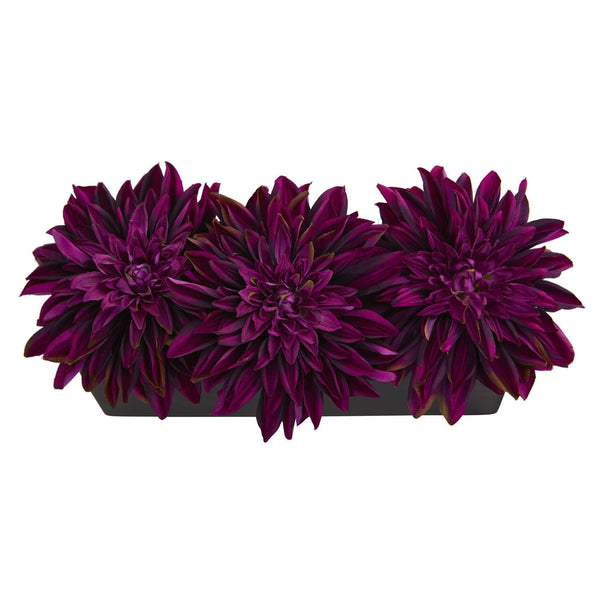 Dahlia Artificial Arrangement in Black Planter