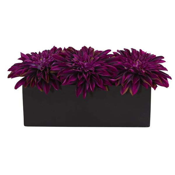 Dahlia Artificial Arrangement in Black Planter