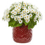 Daisy Artificial Arrangement in Red Planter