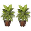 Dieffenbachia w/Wood Vase Silk Plant (Set of 2)