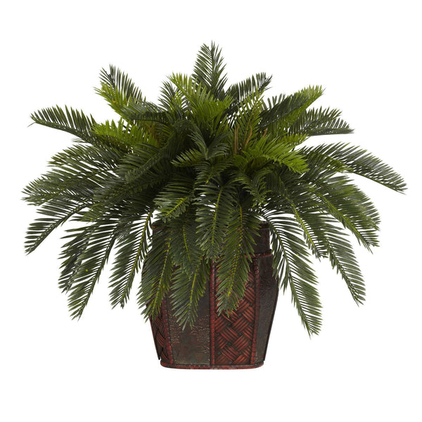 Double Cycas w/Vase Silk Plant