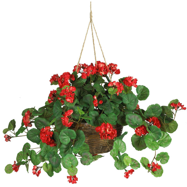 Geranium Hanging Basket Silk Plant