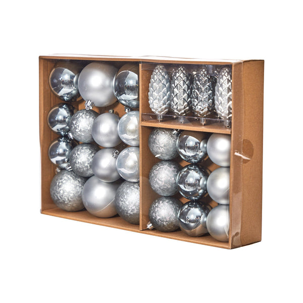 Holiday Christmas 23 Count Lux Shatterproof Ornament Set with Re-Usable Storage Container