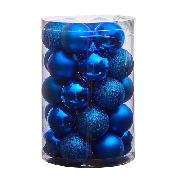 Holiday Christmas 30 Count 2.5” Shatterproof Ornament Set with Re-Useable Storage Container