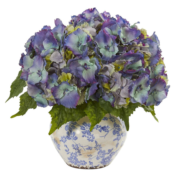 Hydrangea Artificial Arrangement in Floral Design Vase